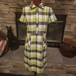 Retro Lime Plaid Dress